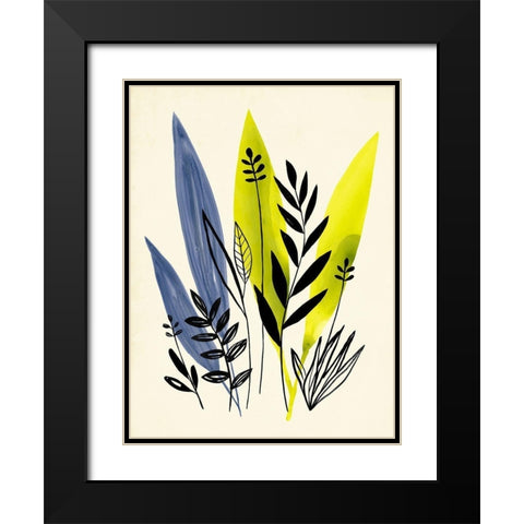 Dancing Leaf Collage I Black Modern Wood Framed Art Print with Double Matting by Warren, Annie