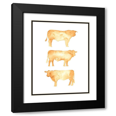 Hereford Trio II Black Modern Wood Framed Art Print with Double Matting by Green, Jacob
