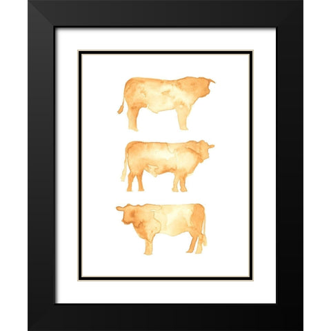 Hereford Trio II Black Modern Wood Framed Art Print with Double Matting by Green, Jacob