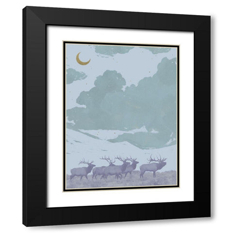 Pop Art Elk I Black Modern Wood Framed Art Print with Double Matting by Green, Jacob