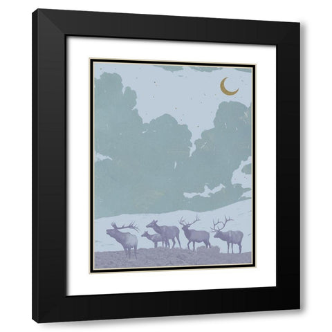 Pop Art Elk II Black Modern Wood Framed Art Print with Double Matting by Green, Jacob