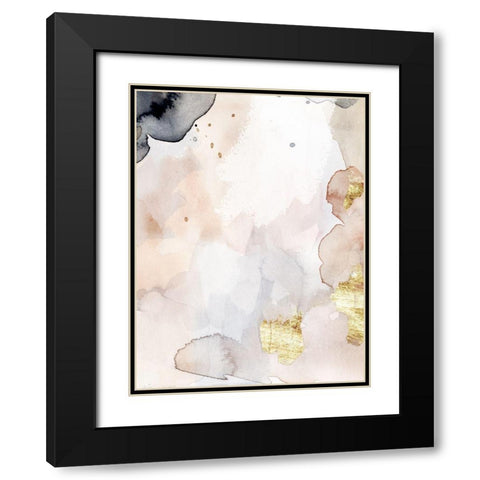 Indigo Blush and Gold I Black Modern Wood Framed Art Print with Double Matting by Barnes, Victoria