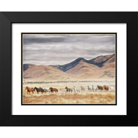 Horse Run II Black Modern Wood Framed Art Print with Double Matting by PHBurchett