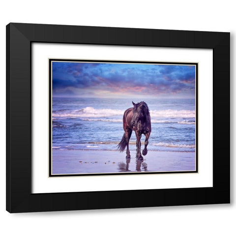 Running in the Sand I Black Modern Wood Framed Art Print with Double Matting by PHBurchett