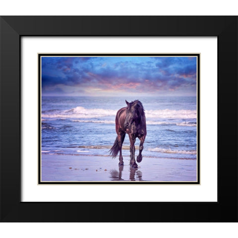 Running in the Sand I Black Modern Wood Framed Art Print with Double Matting by PHBurchett