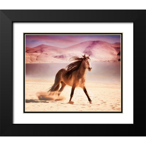 Running in the Sand II Black Modern Wood Framed Art Print with Double Matting by PHBurchett