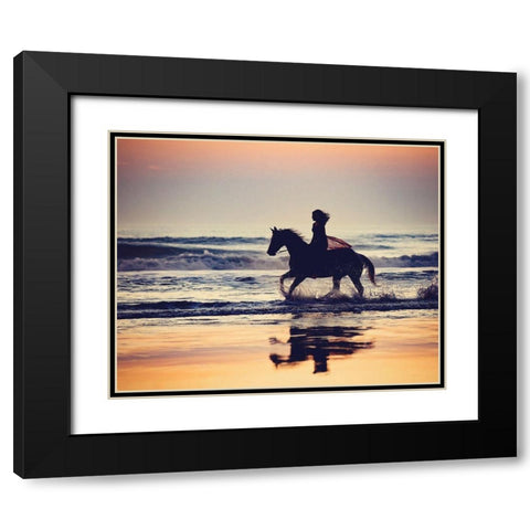 Running in the Sand III Black Modern Wood Framed Art Print with Double Matting by PHBurchett