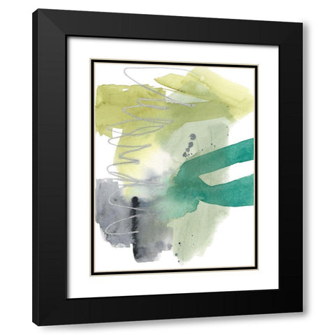 Graffiti Green I Black Modern Wood Framed Art Print with Double Matting by Goldberger, Jennifer