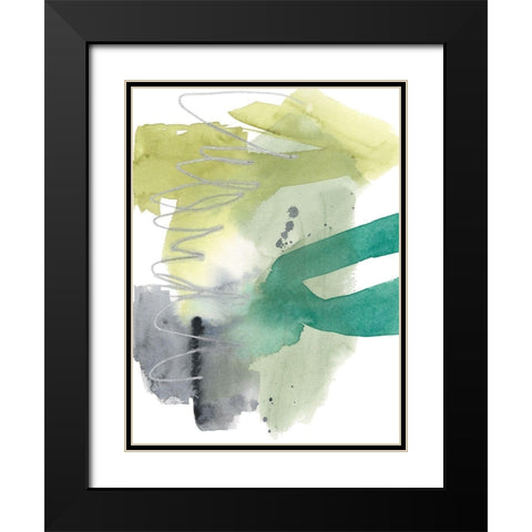 Graffiti Green I Black Modern Wood Framed Art Print with Double Matting by Goldberger, Jennifer