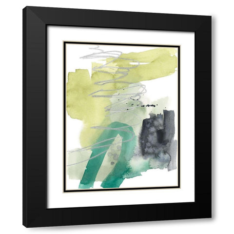 Graffiti Green II Black Modern Wood Framed Art Print with Double Matting by Goldberger, Jennifer