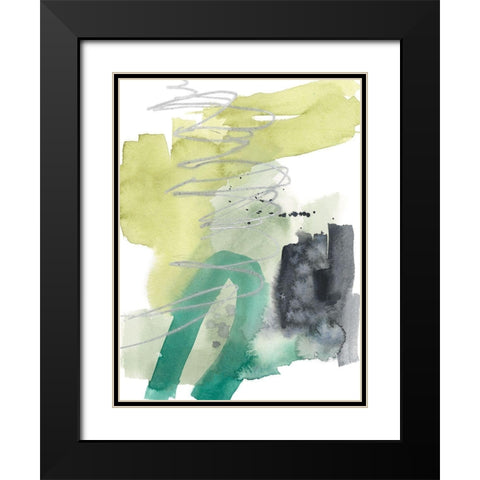 Graffiti Green II Black Modern Wood Framed Art Print with Double Matting by Goldberger, Jennifer