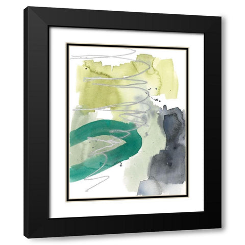 Graffiti Green III Black Modern Wood Framed Art Print with Double Matting by Goldberger, Jennifer