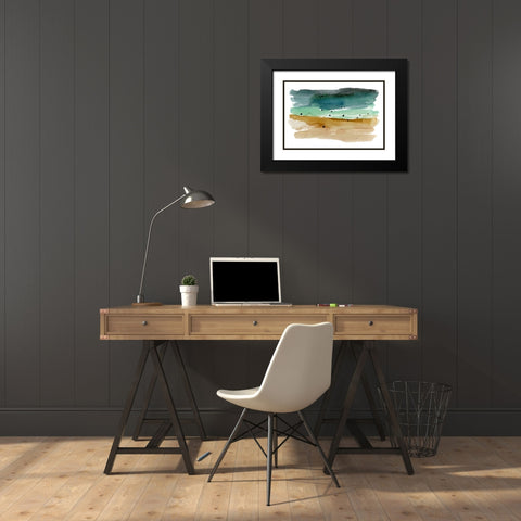 Shoreline Strokes II Black Modern Wood Framed Art Print with Double Matting by Warren, Annie