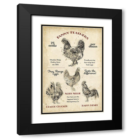 Hen House II Black Modern Wood Framed Art Print with Double Matting by Studio W