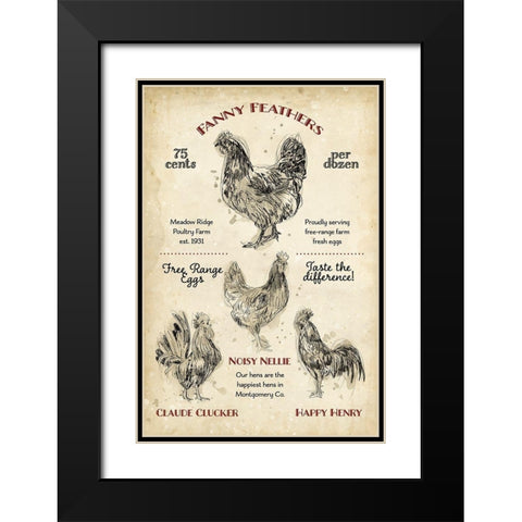 Hen House II Black Modern Wood Framed Art Print with Double Matting by Studio W