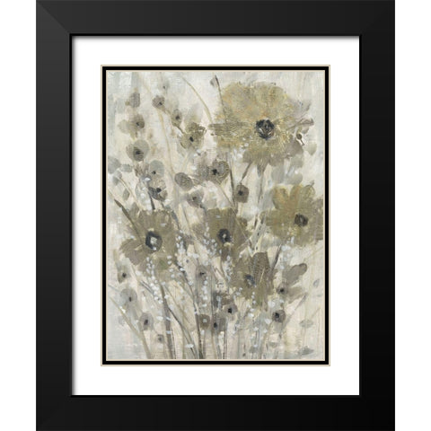 Shimmering Flowers I Black Modern Wood Framed Art Print with Double Matting by OToole, Tim