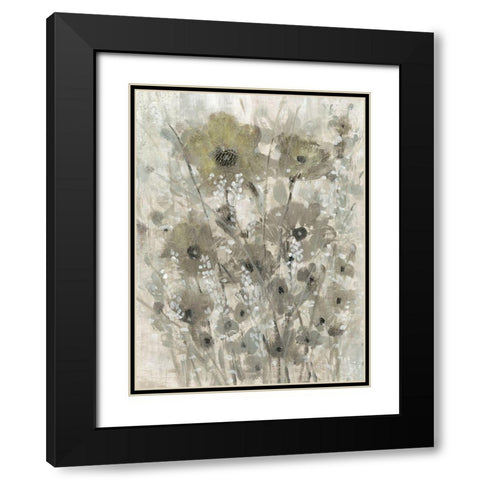 Shimmering Flowers II Black Modern Wood Framed Art Print with Double Matting by OToole, Tim