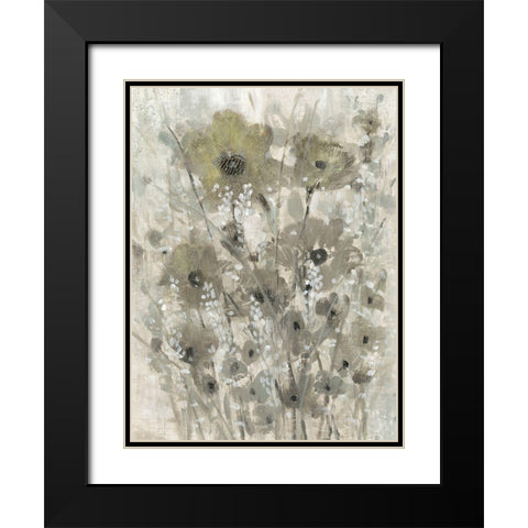 Shimmering Flowers II Black Modern Wood Framed Art Print with Double Matting by OToole, Tim