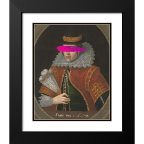 Masked Pocahontas Black Modern Wood Framed Art Print with Double Matting by Goldberger, Jennifer