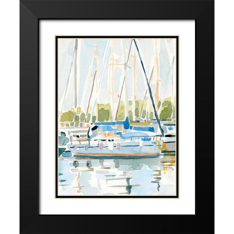 By the Bay II Black Modern Wood Framed Art Print with Double Matting by Caroline, Emma