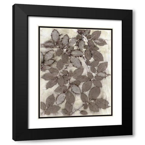 Rose Leaves Black Modern Wood Framed Art Print with Double Matting by Phillips, Kathryn