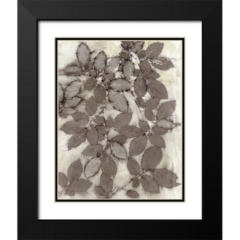 Rose Leaves Black Modern Wood Framed Art Print with Double Matting by Phillips, Kathryn