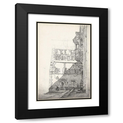European Building Sketch I Black Modern Wood Framed Art Print with Double Matting by Foust, Richard