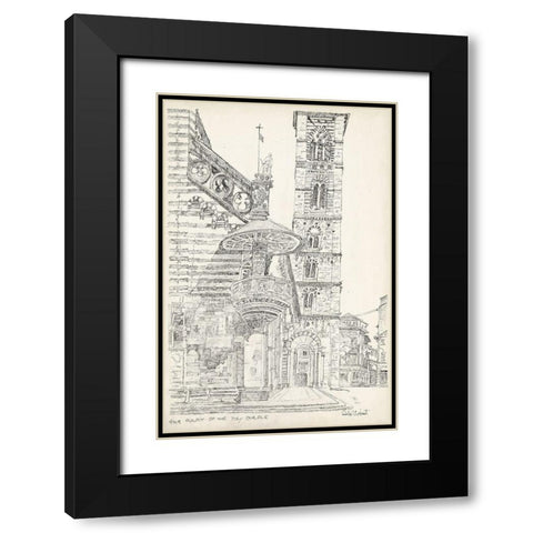 European Building Sketch II Black Modern Wood Framed Art Print with Double Matting by Foust, Richard