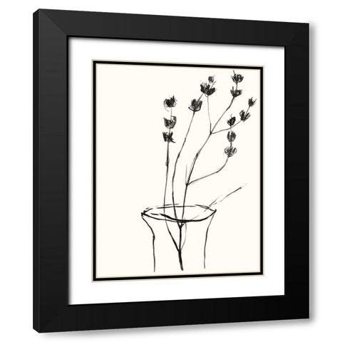 Naive Flower Sketch III Black Modern Wood Framed Art Print with Double Matting by Goldberger, Jennifer