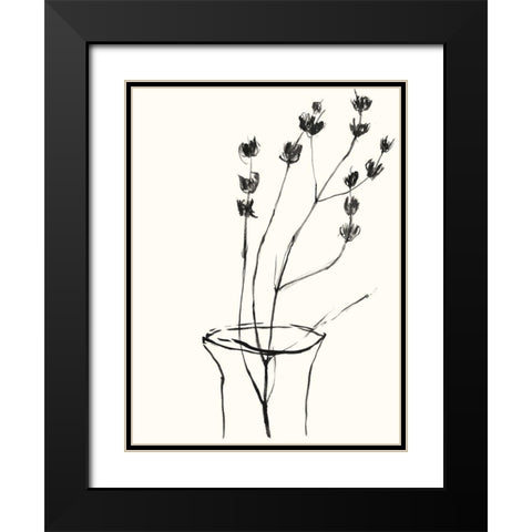 Naive Flower Sketch III Black Modern Wood Framed Art Print with Double Matting by Goldberger, Jennifer