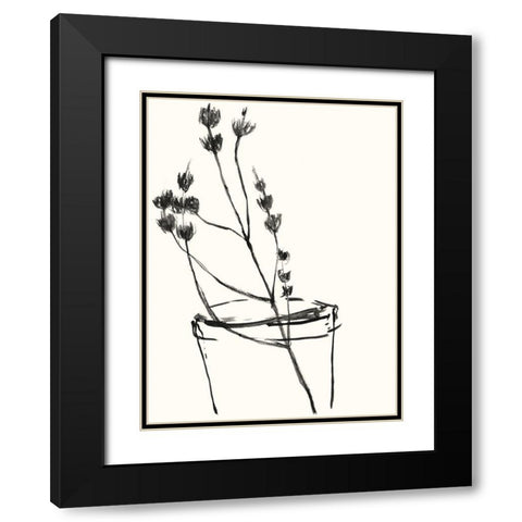 Naive Flower Sketch IV Black Modern Wood Framed Art Print with Double Matting by Goldberger, Jennifer