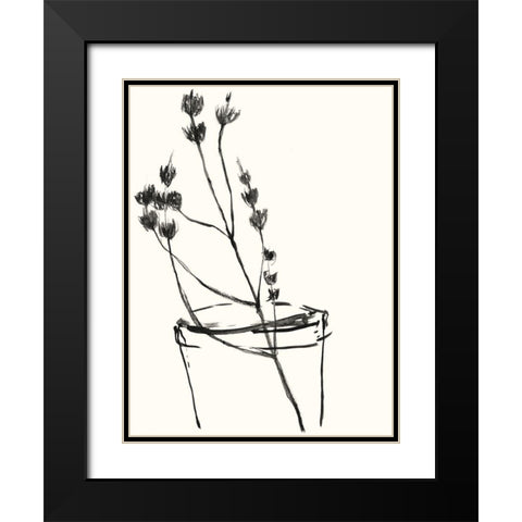 Naive Flower Sketch IV Black Modern Wood Framed Art Print with Double Matting by Goldberger, Jennifer