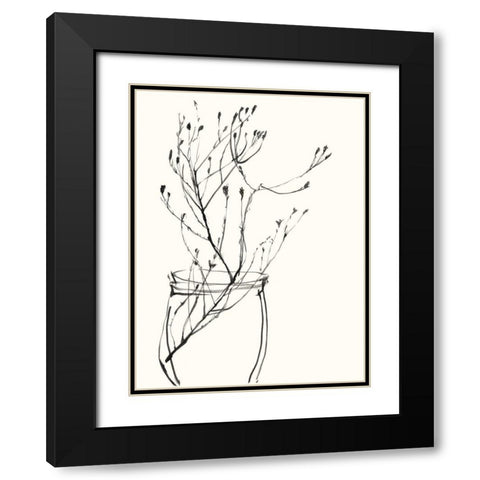 Naive Flower Sketch VI Black Modern Wood Framed Art Print with Double Matting by Goldberger, Jennifer