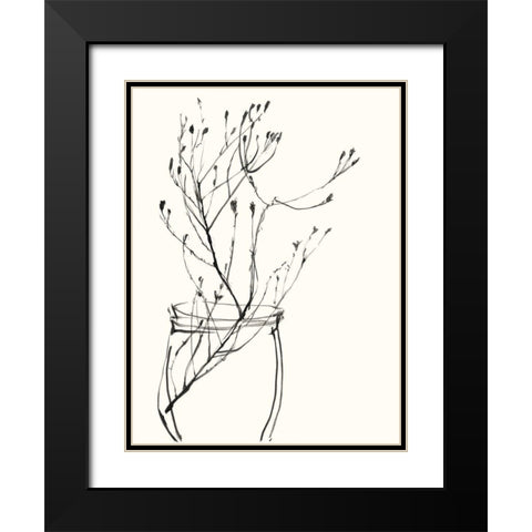 Naive Flower Sketch VI Black Modern Wood Framed Art Print with Double Matting by Goldberger, Jennifer