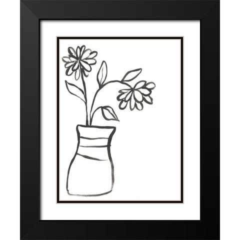 Budding Vase I Black Modern Wood Framed Art Print with Double Matting by Vess, June Erica