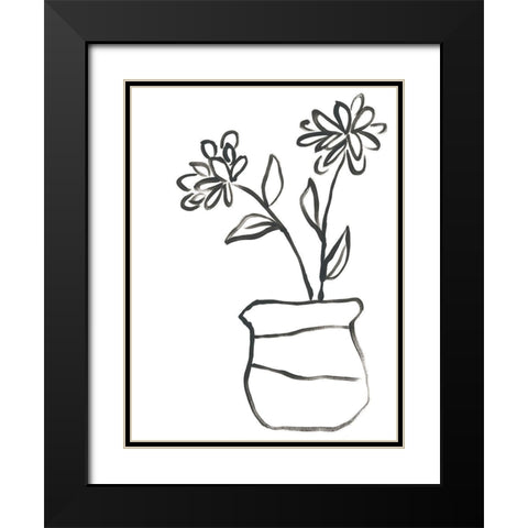 Budding Vase II Black Modern Wood Framed Art Print with Double Matting by Vess, June Erica