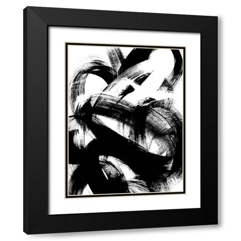 Onyx Swipe I Black Modern Wood Framed Art Print with Double Matting by Vess, June Erica
