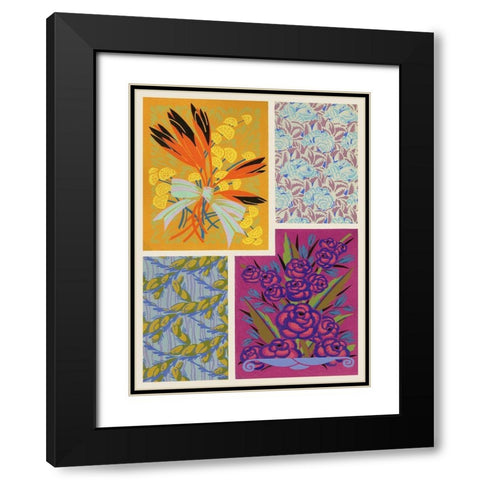 Art Deco Florals I Black Modern Wood Framed Art Print with Double Matting by Baxter Mill Archive