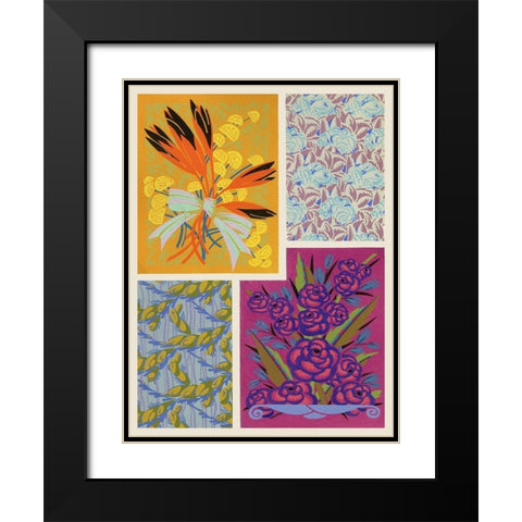 Art Deco Florals I Black Modern Wood Framed Art Print with Double Matting by Baxter Mill Archive