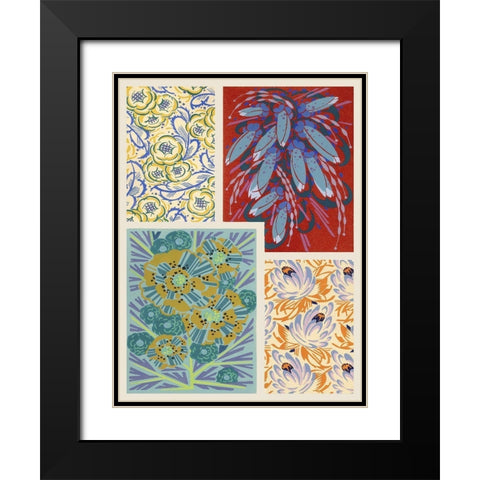 Art Deco Florals V Black Modern Wood Framed Art Print with Double Matting by Baxter Mill Archive