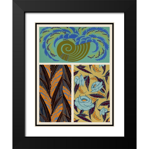 Art Deco Florals VI Black Modern Wood Framed Art Print with Double Matting by Baxter Mill Archive