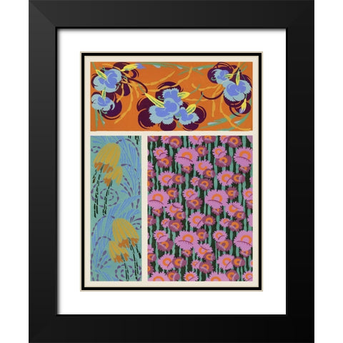 Art Deco Florals VII Black Modern Wood Framed Art Print with Double Matting by Baxter Mill Archive