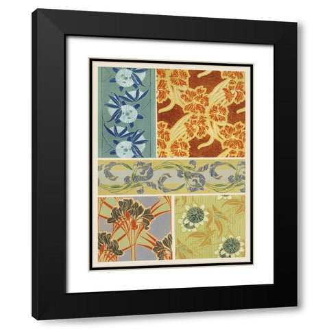 Art Deco Florals IX Black Modern Wood Framed Art Print with Double Matting by Baxter Mill Archive