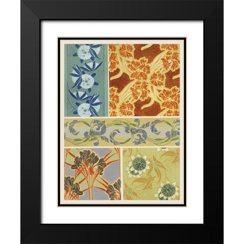 Art Deco Florals IX Black Modern Wood Framed Art Print with Double Matting by Baxter Mill Archive