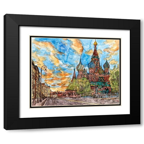 Russia Temple I Black Modern Wood Framed Art Print with Double Matting by Wang, Melissa