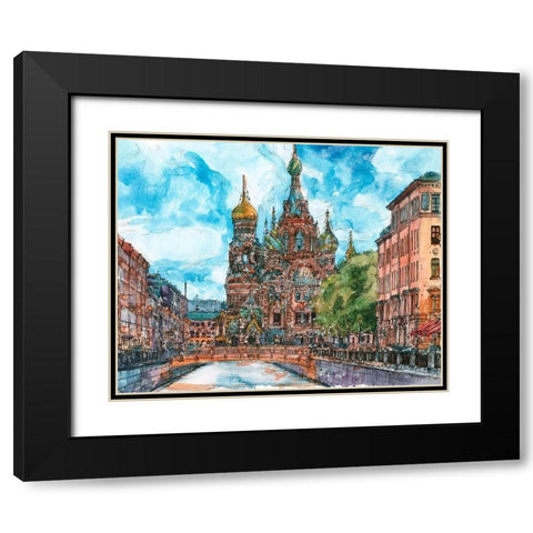 Russia Temple II Black Modern Wood Framed Art Print with Double Matting by Wang, Melissa