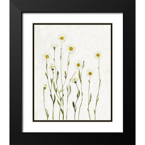 White Antique Daisies I Black Modern Wood Framed Art Print with Double Matting by Caroline, Emma