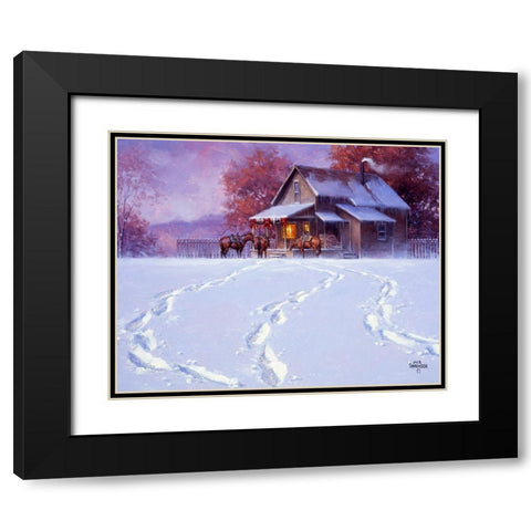 All Tracks Lead Home for the Holidays Black Modern Wood Framed Art Print with Double Matting by Sorenson, Jack