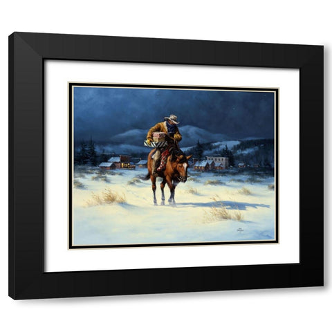 Bringing Christmas Home Black Modern Wood Framed Art Print with Double Matting by Sorenson, Jack