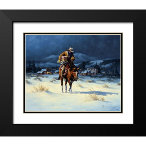 Bringing Christmas Home Black Modern Wood Framed Art Print with Double Matting by Sorenson, Jack